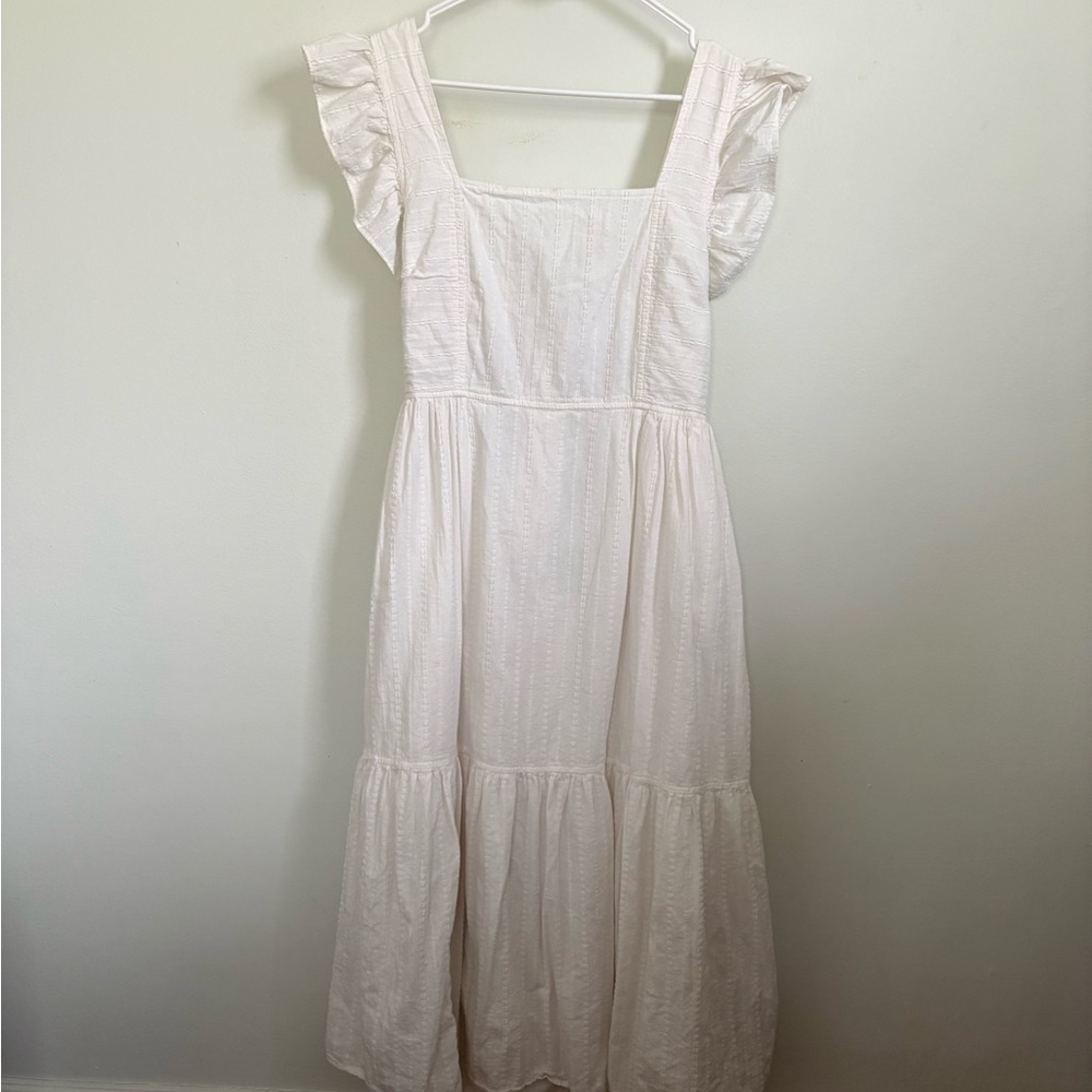 Madewell White Ruffle Sleeve Dress